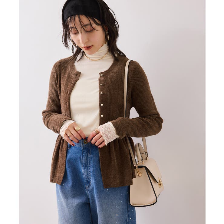 ペプラム切替モールニットカーディガン/イージーケア | VIS  | 詳細画像9 