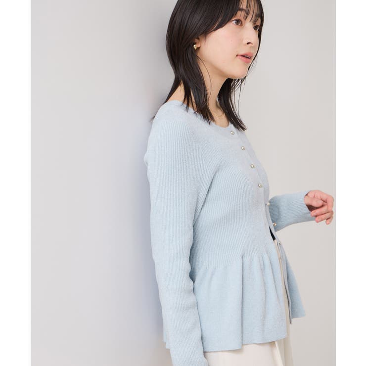 サックス(48) | ペプラム切替モールニットカーディガン/イージーケア | VIS 