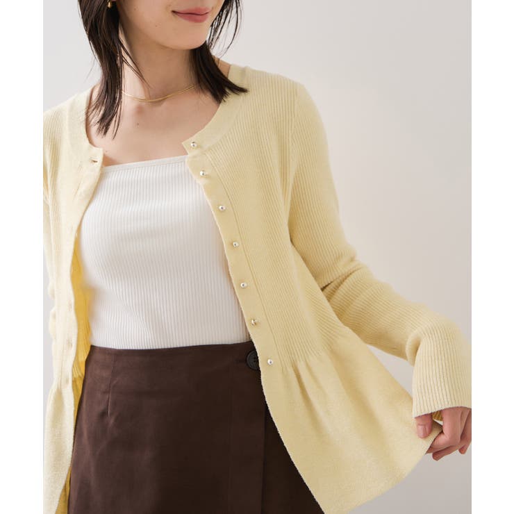 イエロー系(82) | ペプラム切替モールニットカーディガン/イージーケア | VIS 