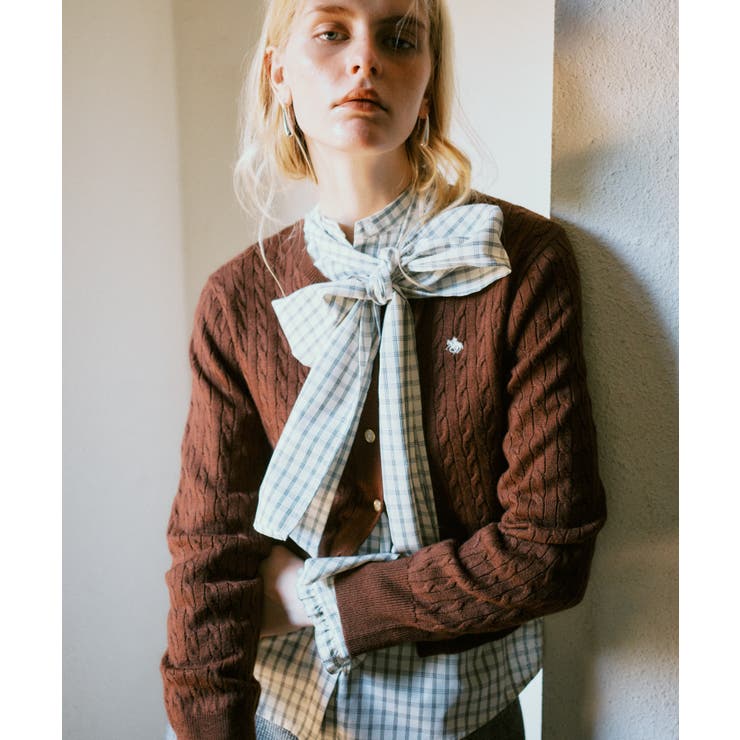 【POLO BCS】VIS別注ミニケーブルノーカラーニットカーディガン | VIS  | 詳細画像1 