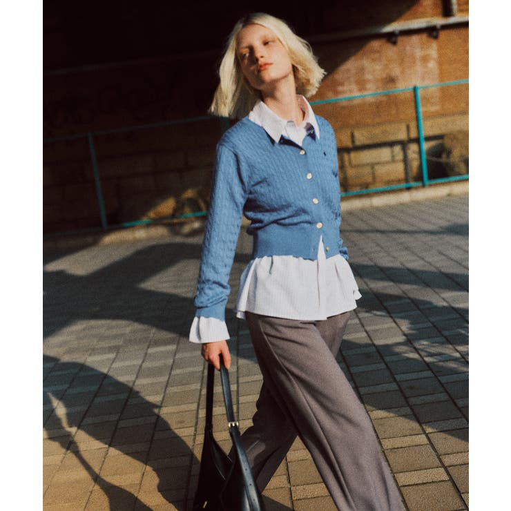 【POLO BCS】VIS別注ミニケーブルノーカラーニットカーディガン | VIS  | 詳細画像25 