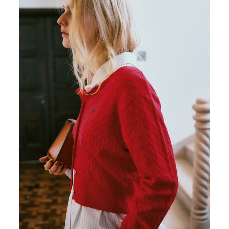 【POLO BCS】VIS別注ミニケーブルノーカラーニットカーディガン | VIS  | 詳細画像3 