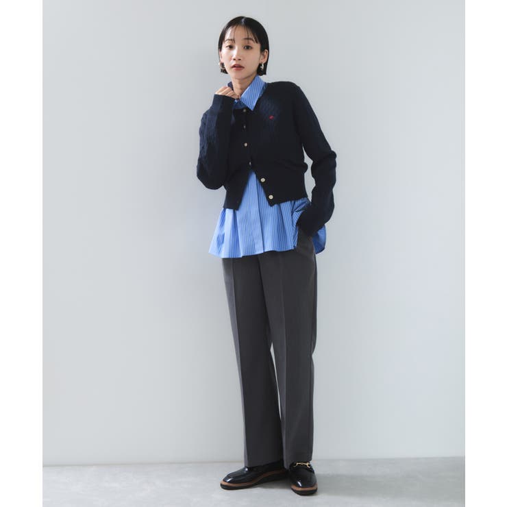 【POLO BCS】VIS別注ミニケーブルノーカラーニットカーディガン | VIS  | 詳細画像32 