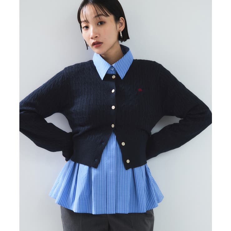 【POLO BCS】VIS別注ミニケーブルノーカラーニットカーディガン | VIS  | 詳細画像33 