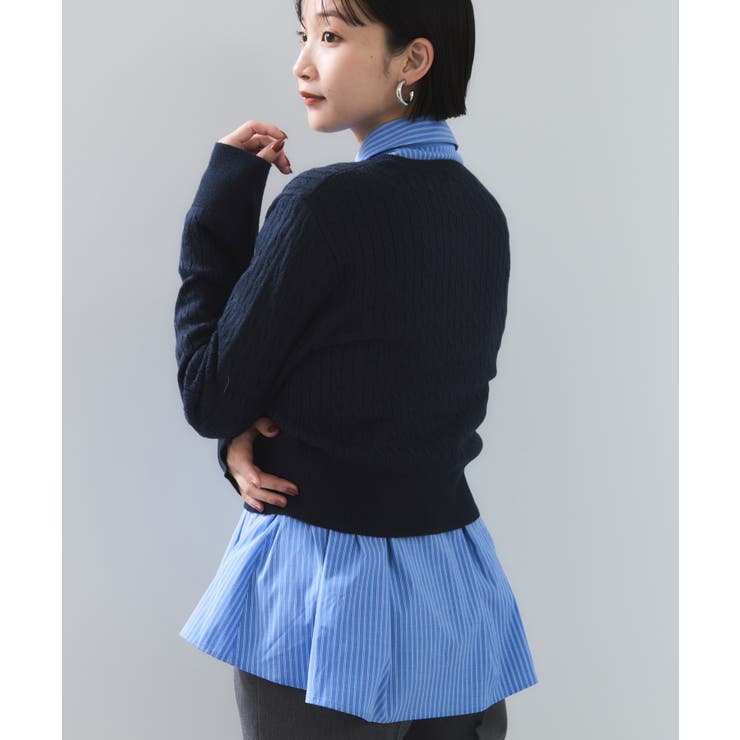 【POLO BCS】VIS別注ミニケーブルノーカラーニットカーディガン | VIS  | 詳細画像34 