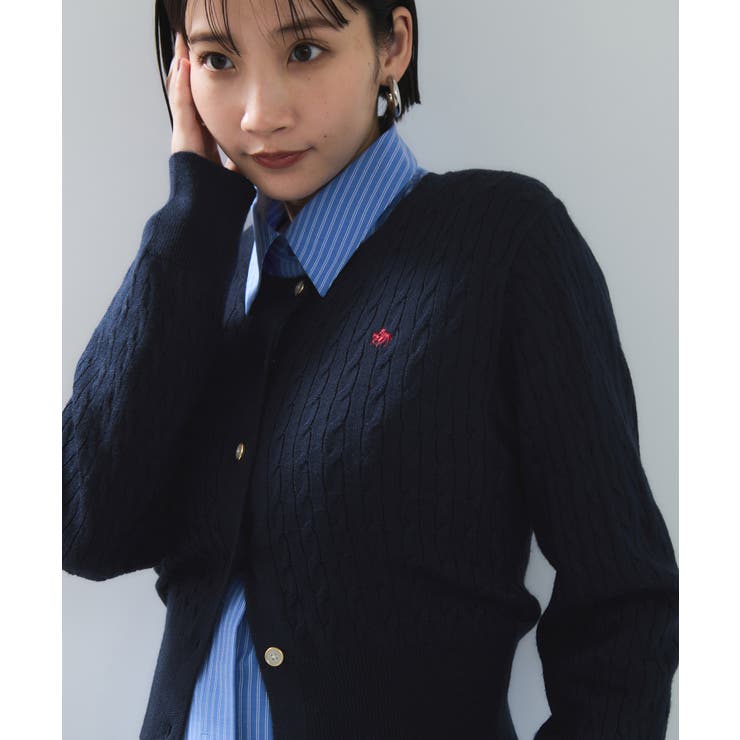 【POLO BCS】VIS別注ミニケーブルノーカラーニットカーディガン | VIS  | 詳細画像35 