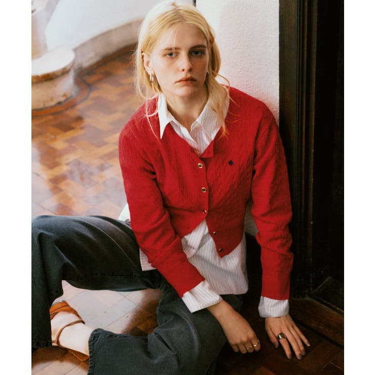 【POLO BCS】VIS別注ミニケーブルノーカラーニットカーディガン | VIS  | 詳細画像5 