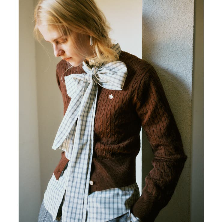 【POLO BCS】VIS別注ミニケーブルノーカラーニットカーディガン | VIS  | 詳細画像8 