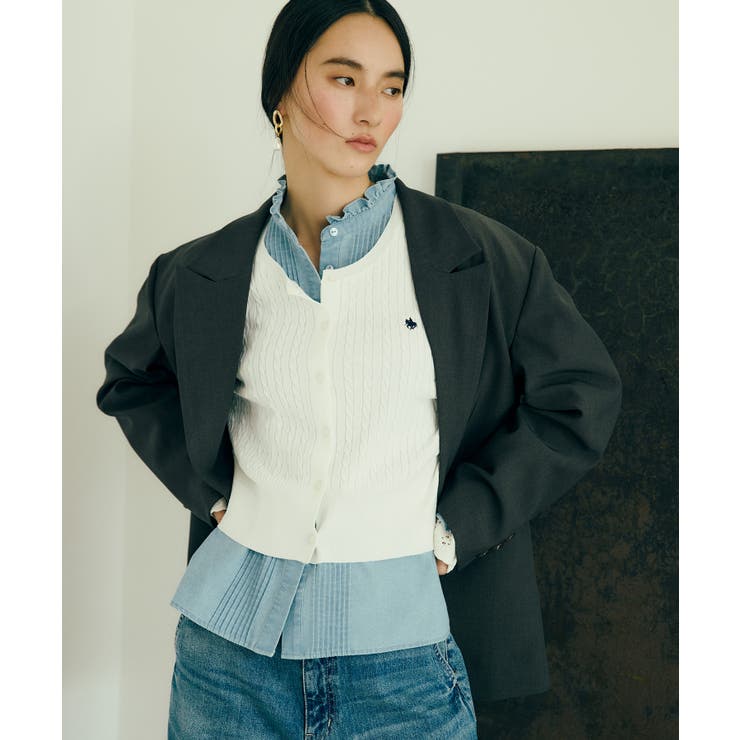 【POLO BCS】VIS別注ミニケーブルノーカラーカーディガン | VIS  | 詳細画像14 