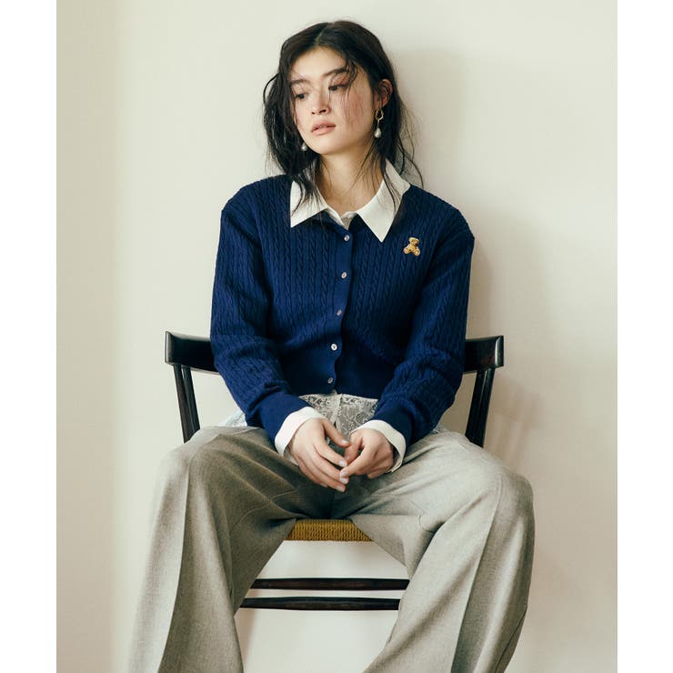 【POLO BCS】VIS別注ミニケーブルノーカラーカーディガン | VIS  | 詳細画像3 