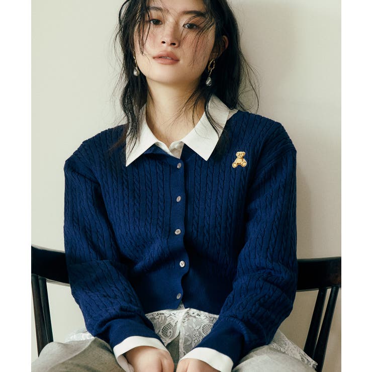 【POLO BCS】VIS別注ミニケーブルノーカラーカーディガン | VIS  | 詳細画像5 