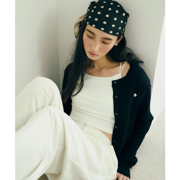 ブラック(01) | 【POLO BCS】VIS別注ミニケーブルノーカラーカーディガン | VIS 