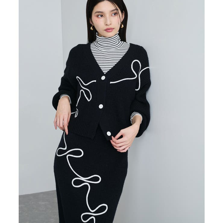 【WEB 一部店舗限定】リボンコード刺繍Vネックカーディガン【セットアップ対応】 | VIS  | 詳細画像12 