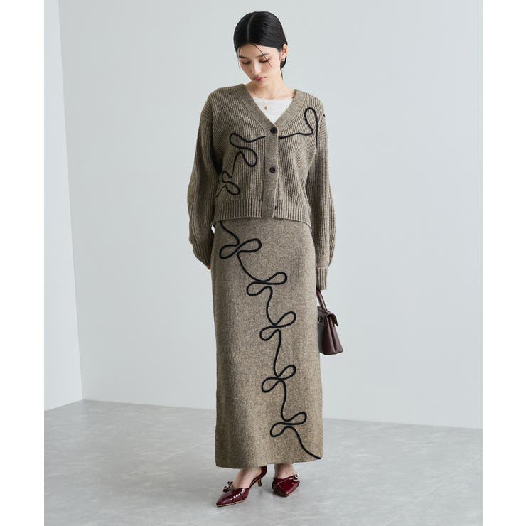 【WEB 一部店舗限定】リボンコード刺繍Vネックカーディガン【セットアップ対応】 | VIS  | 詳細画像15 