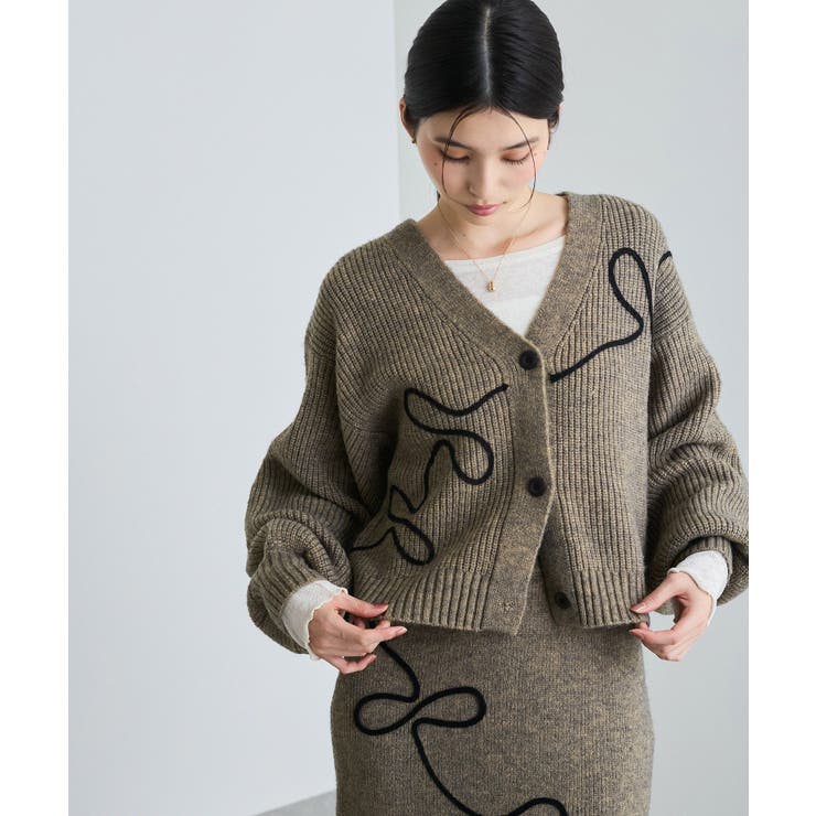【WEB 一部店舗限定】リボンコード刺繍Vネックカーディガン【セットアップ対応】 | VIS  | 詳細画像17 