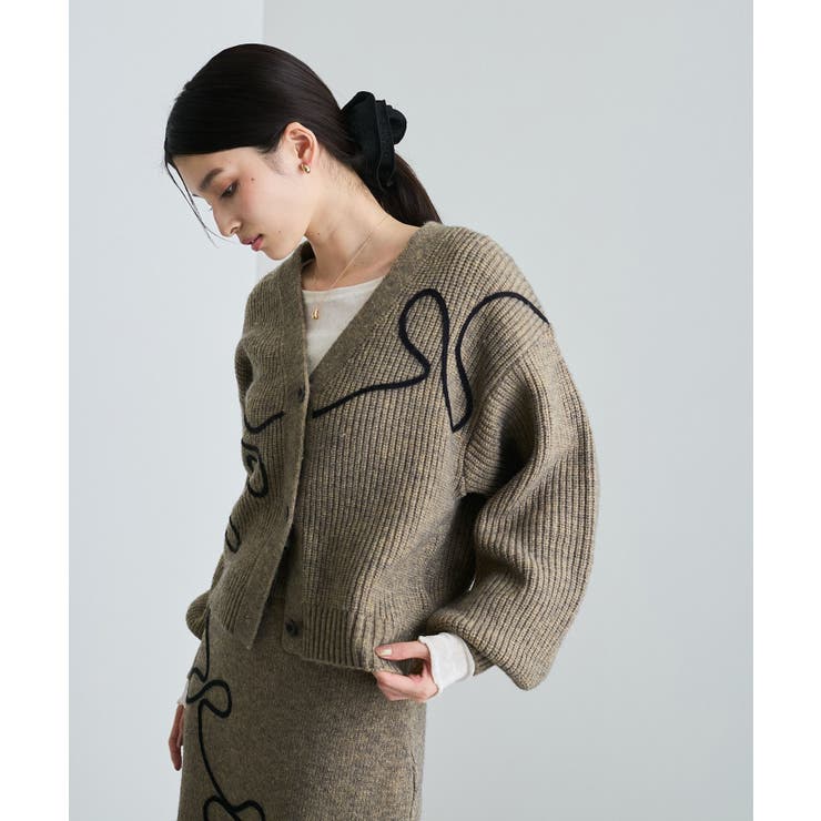 【WEB 一部店舗限定】リボンコード刺繍Vネックカーディガン【セットアップ対応】 | VIS  | 詳細画像18 