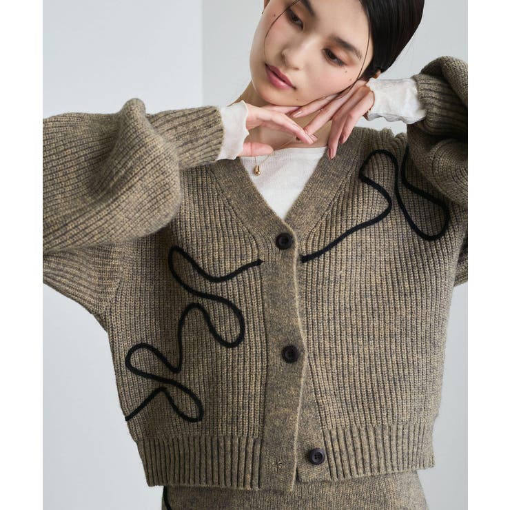 【WEB 一部店舗限定】リボンコード刺繍Vネックカーディガン【セットアップ対応】 | VIS  | 詳細画像19 
