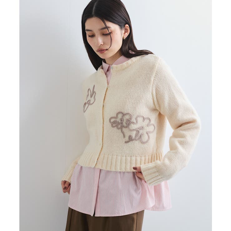 【WEB限定】刺繍フラワーカーディガン | VIS  | 詳細画像9 