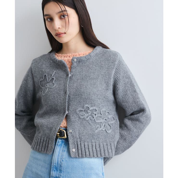 グレー(07) | 【WEB限定】刺繍フラワーカーディガン | VIS 