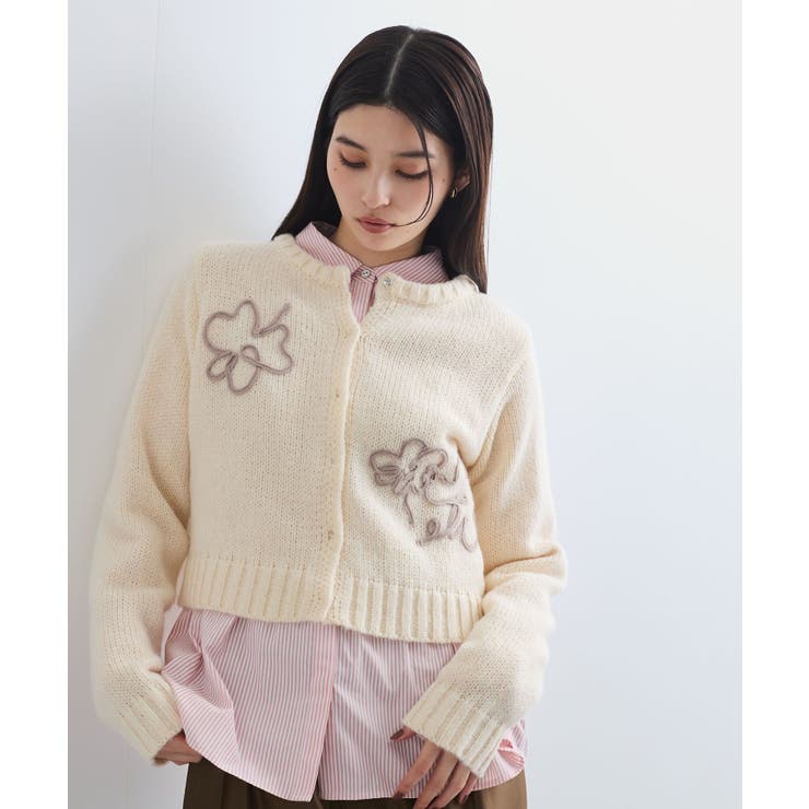キナリ(16) | 【WEB限定】刺繍フラワーカーディガン | VIS 