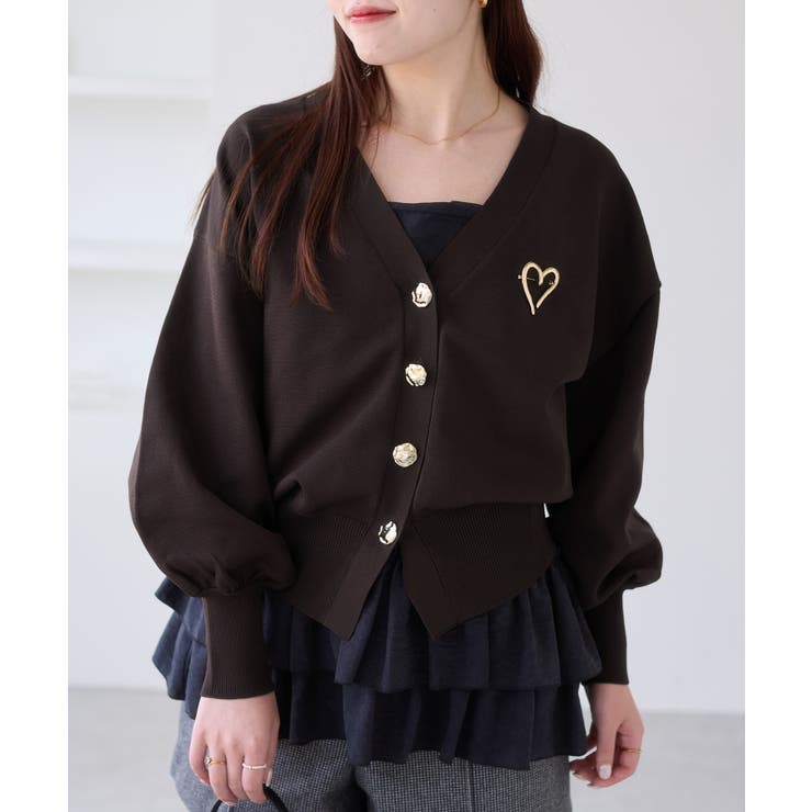 ブラウン(20) | 【WEB限定】メタル釦オーバーサイズカーディガン | VIS 