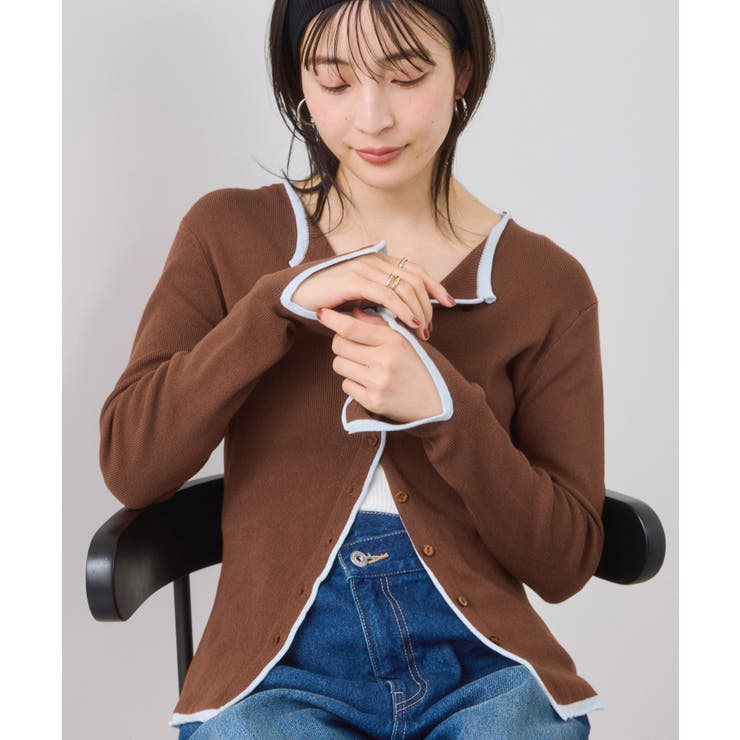 【WEB/一部店舗限定】配色メローバイカラーカーディガン | VIS  | 詳細画像30 