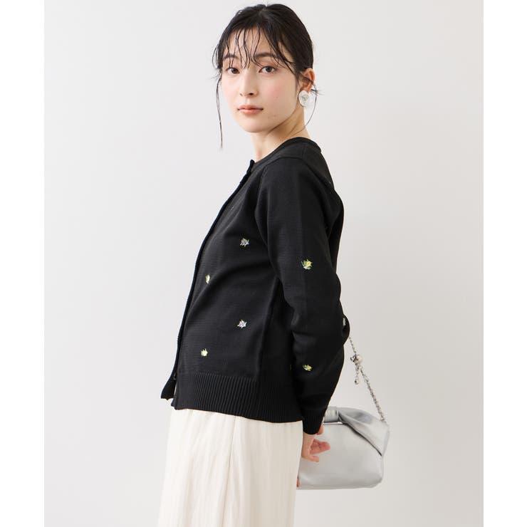 【WEB限定】フルーツ刺しゅうクルーネックカーディガン | VIS  | 詳細画像12 