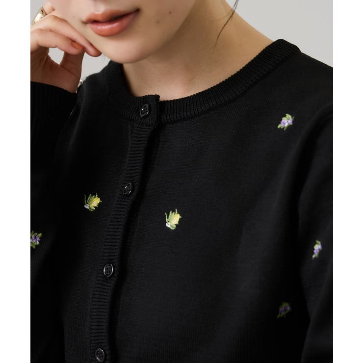 【WEB限定】フルーツ刺しゅうクルーネックカーディガン | VIS  | 詳細画像13 