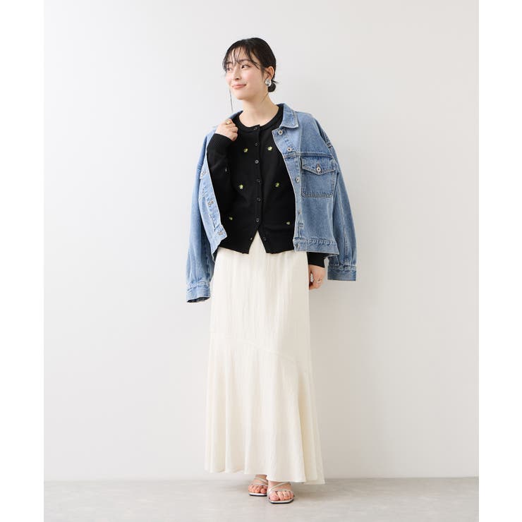 【WEB限定】フルーツ刺しゅうクルーネックカーディガン | VIS  | 詳細画像14 