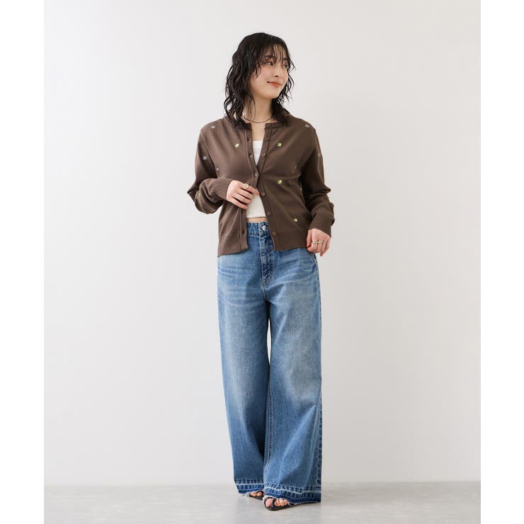 【WEB限定】フルーツ刺しゅうクルーネックカーディガン | VIS  | 詳細画像2 