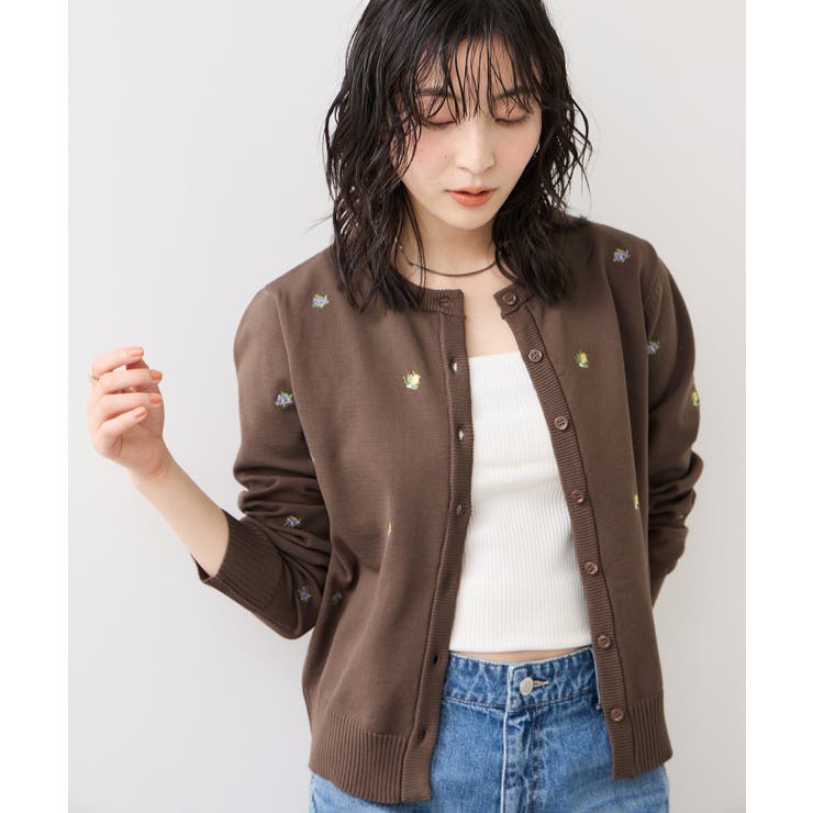 【WEB限定】フルーツ刺しゅうクルーネックカーディガン | VIS  | 詳細画像5 