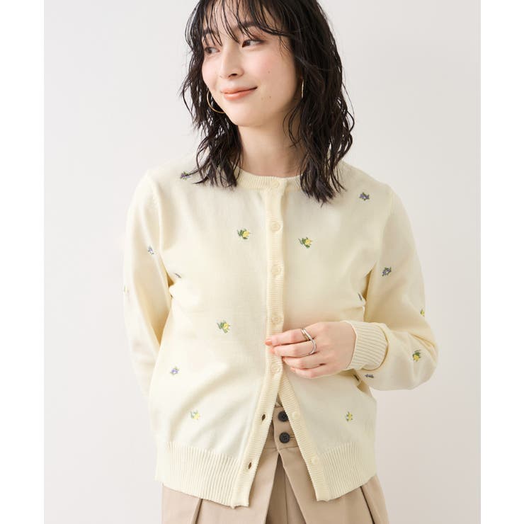 【WEB限定】フルーツ刺しゅうクルーネックカーディガン | VIS  | 詳細画像7 