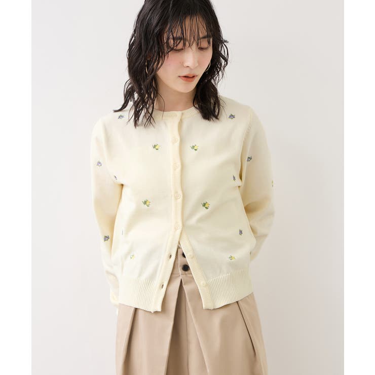 【WEB限定】フルーツ刺しゅうクルーネックカーディガン | VIS  | 詳細画像8 