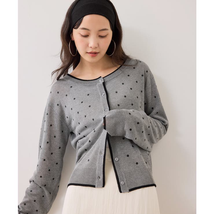 【WEB限定】麻ライクドット配色カーディガン | VIS  | 詳細画像1 