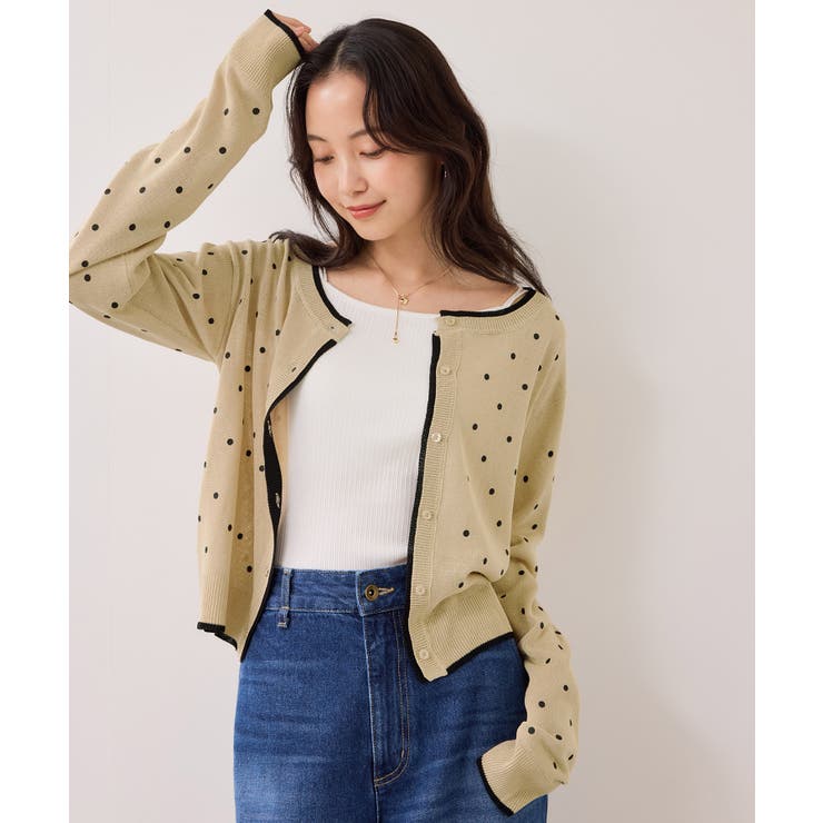 【WEB限定】麻ライクドット配色カーディガン | VIS  | 詳細画像9 