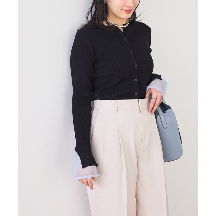 【WEB限定】袖フレア配色レイヤードカーディガン | VIS  | 詳細画像3 