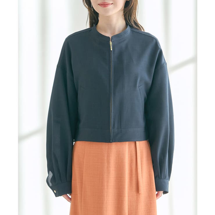 【洗える】バンドカラージップアップブルゾン | VIS  | 詳細画像11 