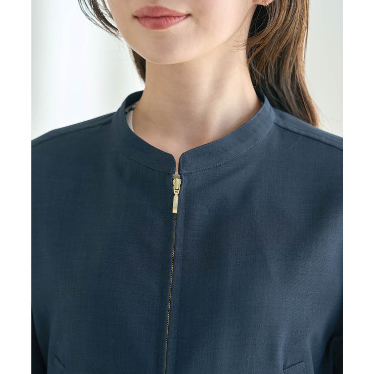 【洗える】バンドカラージップアップブルゾン | VIS  | 詳細画像14 