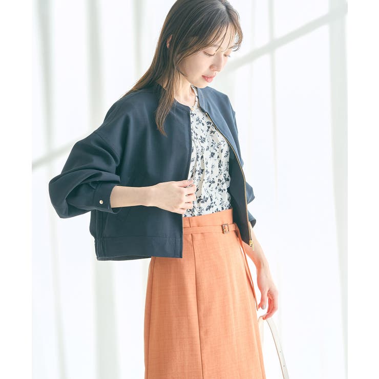 【洗える】バンドカラージップアップブルゾン | VIS  | 詳細画像8 