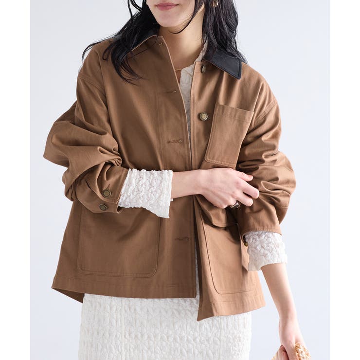 キャメル(25) | バイカラー衿カバーオール | VIS 