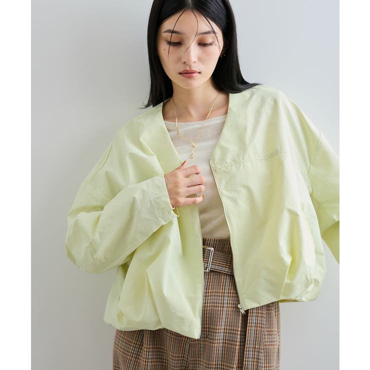 イエロー(80) | Vネックボリュームギャザーブルゾン【UVケア・撥水】 | VIS