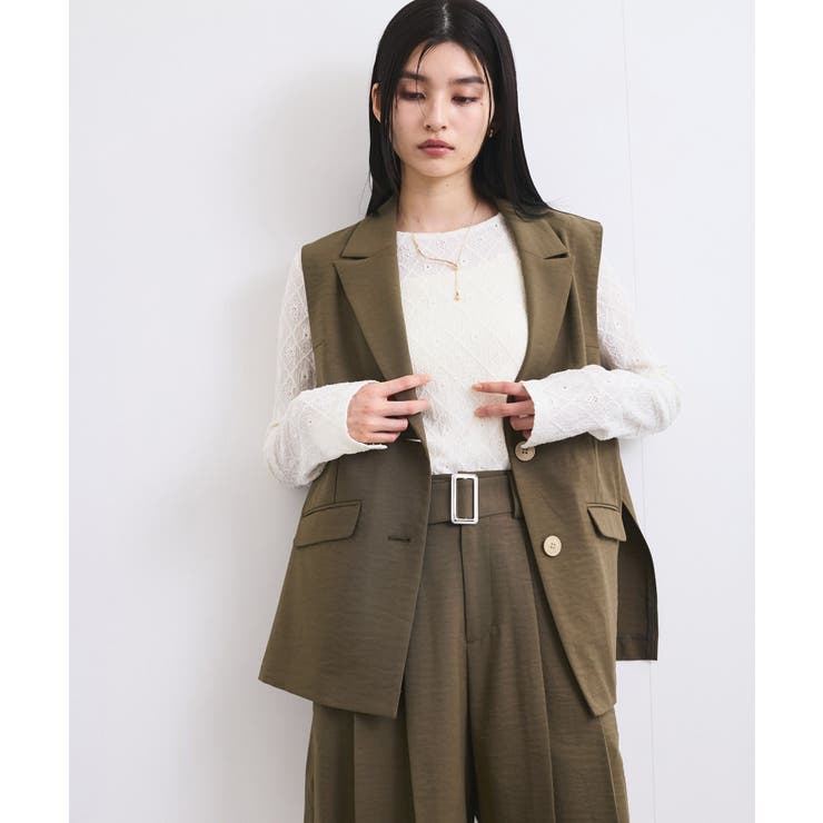 【セットアップ対応】サイド深スリットジレベスト | VIS  | 詳細画像3 