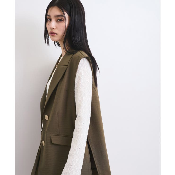 【セットアップ対応】サイド深スリットジレベスト | VIS  | 詳細画像4 