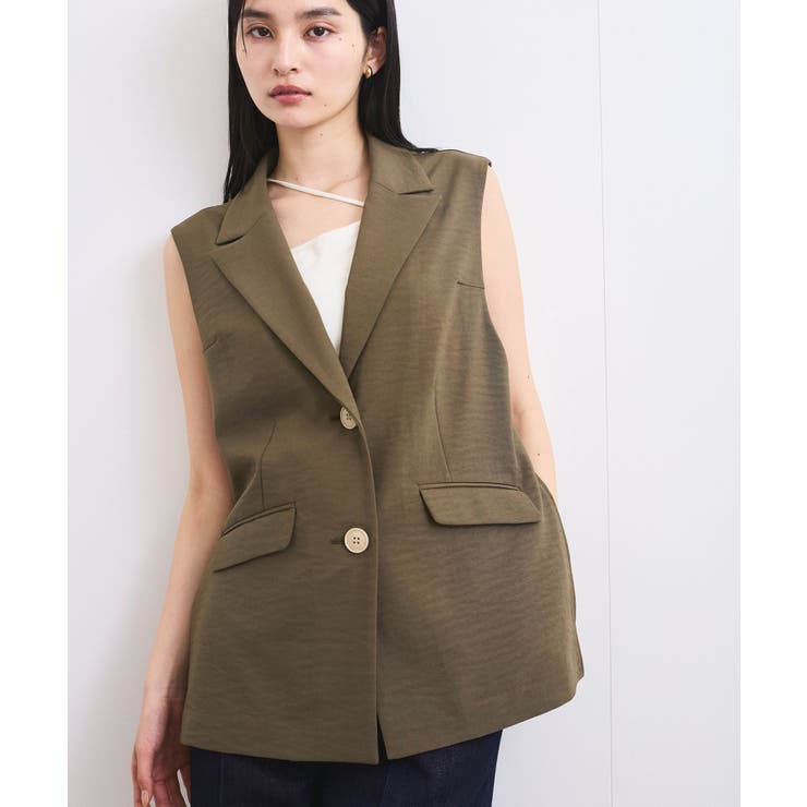 カーキ系(38) | 【セットアップ対応】サイド深スリットジレベスト | VIS 