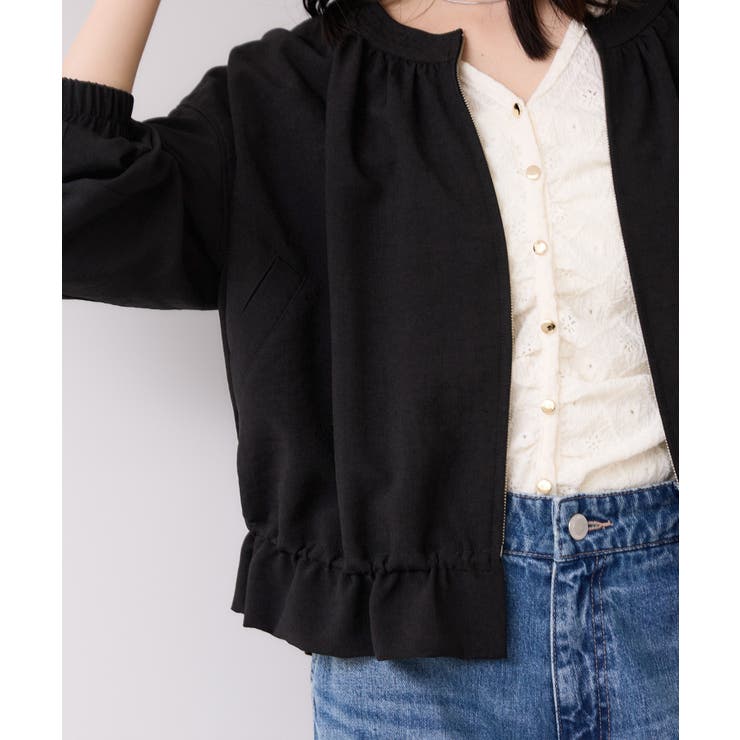 美easyリネンライクジップ裾フリルブルゾン/イージーケア・接触冷感 | VIS  | 詳細画像10 