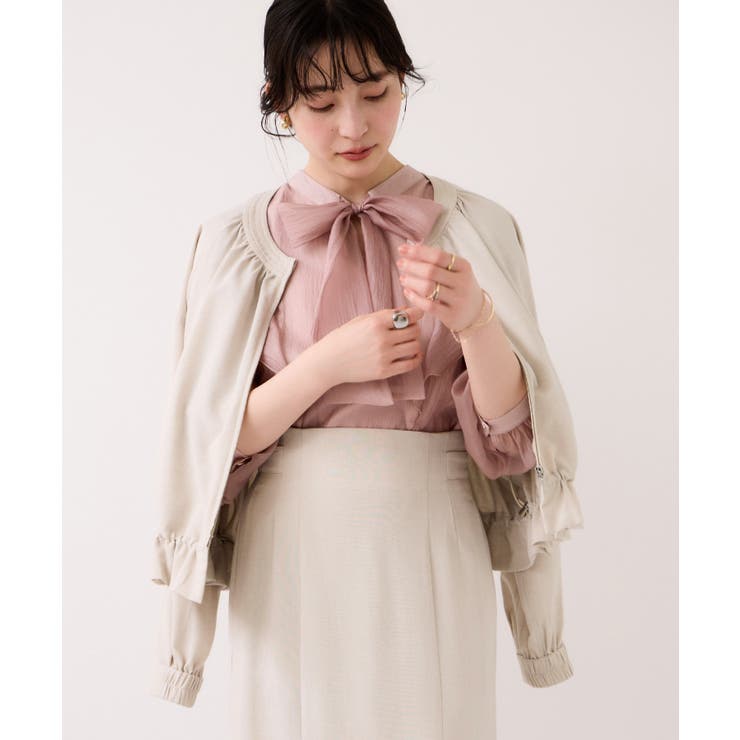 美easyリネンライクジップ裾フリルブルゾン/イージーケア・接触冷感 | VIS  | 詳細画像14 