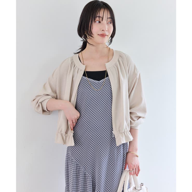 美easyリネンライクジップ裾フリルブルゾン/イージーケア・接触冷感 | VIS  | 詳細画像3 