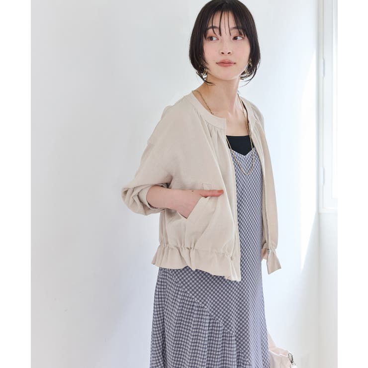 美easyリネンライクジップ裾フリルブルゾン/イージーケア・接触冷感 | VIS  | 詳細画像4 