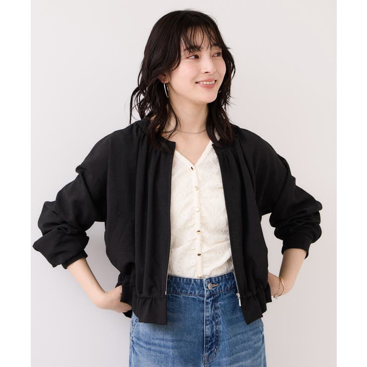 美easyリネンライクジップ裾フリルブルゾン/イージーケア・接触冷感 | VIS  | 詳細画像7 