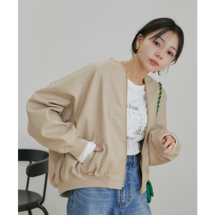 【STAYC J 着用】リーフキルティング&合皮アソートブルゾン | VIS  | 詳細画像3 